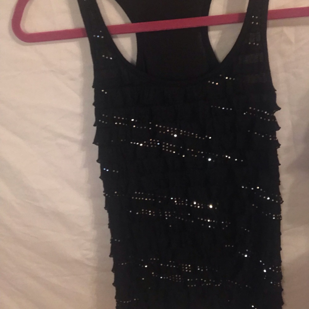 black ruffle with some sequins one inch shirt